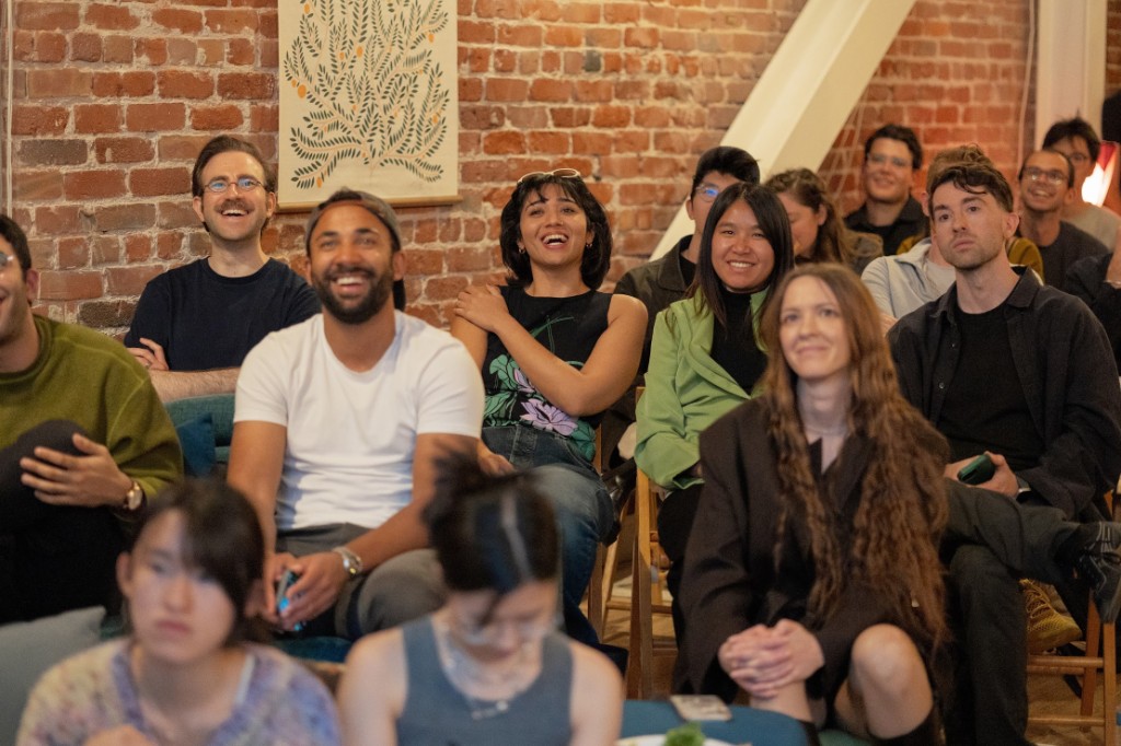 Audience learning from creatives at a Design Eng Club event